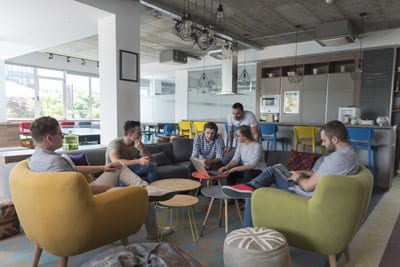 team collaborating in a co-working space