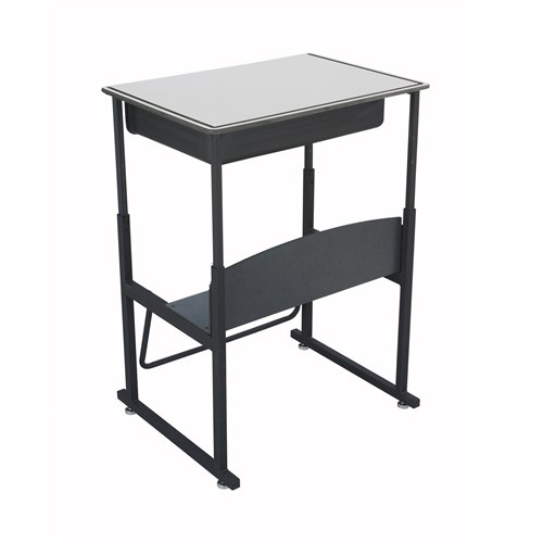 AlphaBetter® Adjustable-Height Stand-Up Desk, 28 x 20" Premium or Dry Erase Top, Book Box and Swinging Footrest Bar