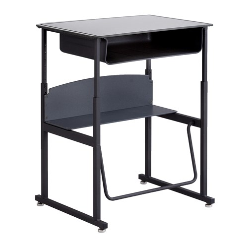 AlphaBetter® Adjustable-Height Stand-Up Desk, 28 x 20" Premium or Dry Erase Top, Book Box and Swinging Footrest Bar