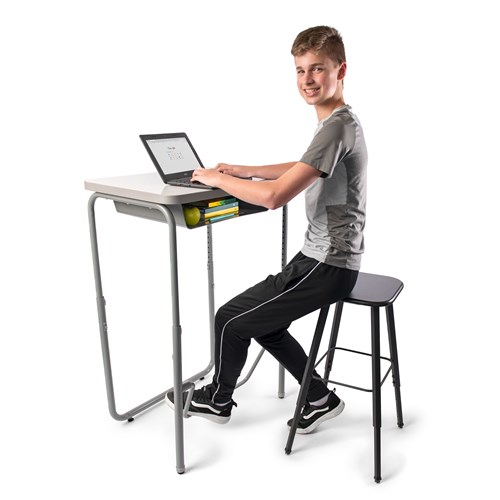 AlphaBetter® Adjustable-Height Student Stool with Thermoplastic Seat and Tip-Resistant Base