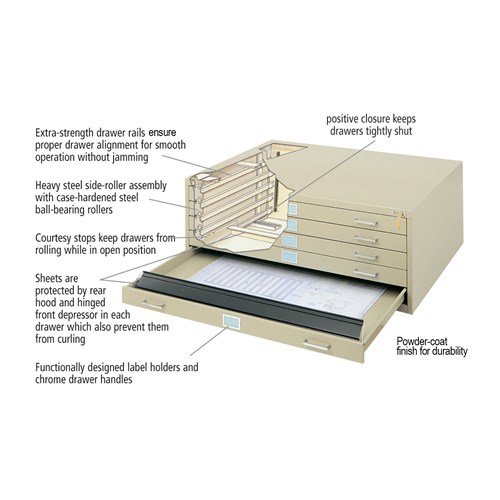 10-Drawer Steel Flat File for 30" x 42" Documents