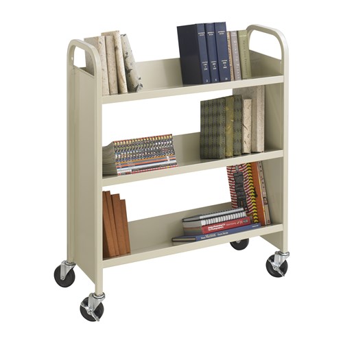 Steel Single-Sided Book Cart - 3 Shelves