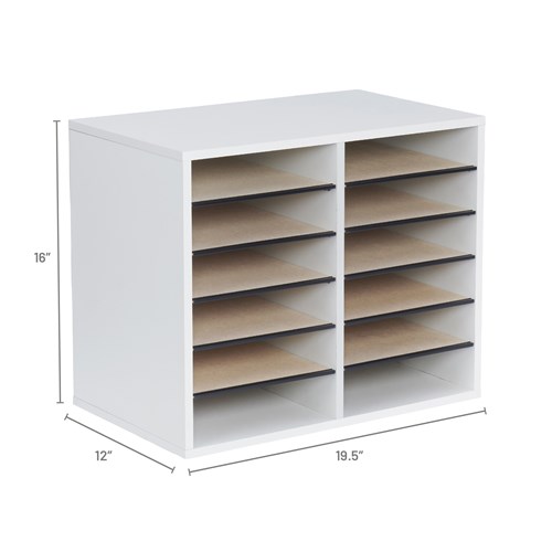 Wood Adjustable Literature Organizer - 12 Compartment