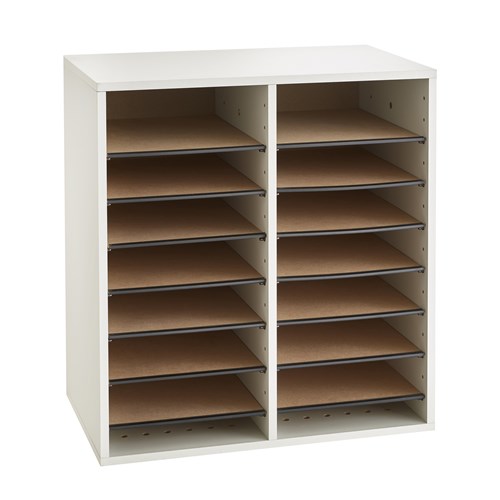 Wood Adjustable Literature Organizer, 16 Compartment