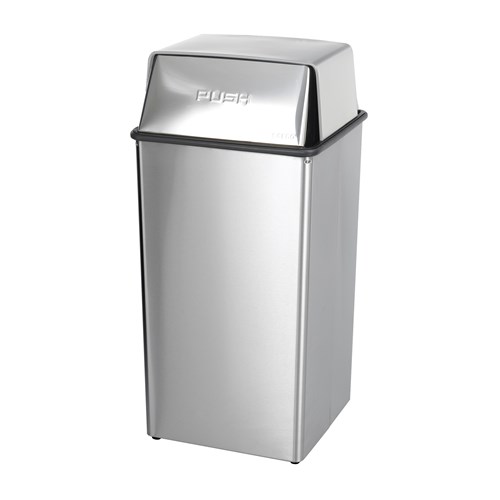 Stainless Steel 36-Gallon Receptacle with Push Door Lid