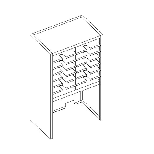 Mailflow Systems Sorter, Closed Back w/ 17" Elevation; 14 Sorting Pockets 15”D without Plexi Doors