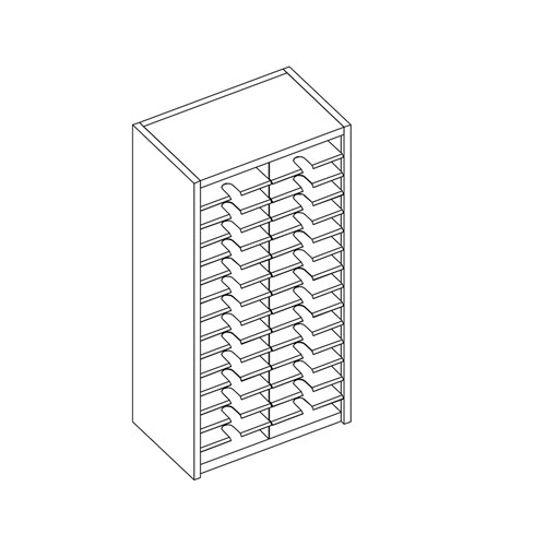 Mailflow Systems Sorter, Closed Back; 30 Sorting Pockets 15”D without Plexi Doors