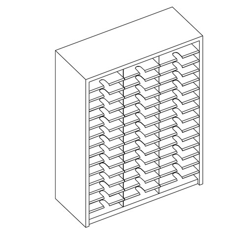 Mailflow Systems Sorter, Closed Back; 45 Sorting Pockets 15”D without Plexi Doors