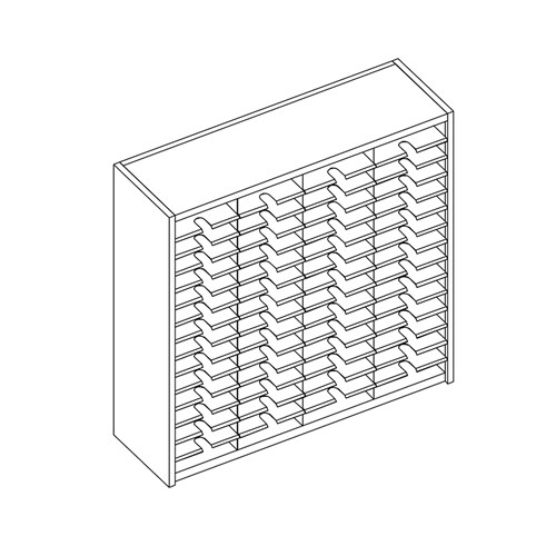 Mailflow Systems Sorter, Closed Back; 60 Sorting Pockets 15”D without Plexi Doors