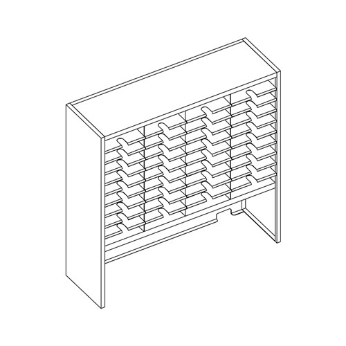 Mailflow Systems Sorter, Closed Back w/ 15" Elevation; 40 Sorting Pockets 15”D without Plexi Doors