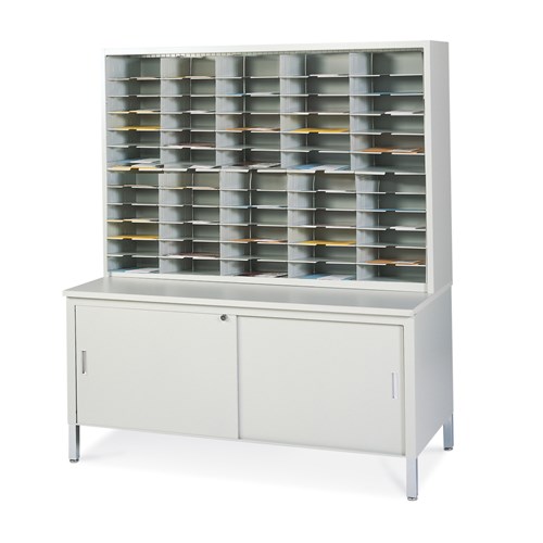 Mailflow Systems Sorter, Closed Back w/ 17" Elevation; 35 Sorting Pockets 15”D without Plexi Doors