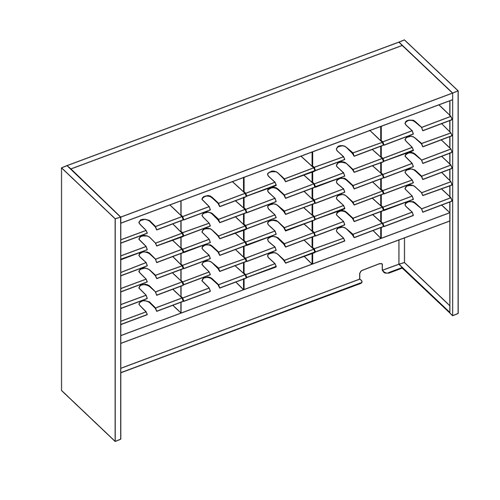 Mailflow Systems Sorter, Closed Back w/ 17" Elevation; 35 Sorting Pockets 15”D without Plexi Doors