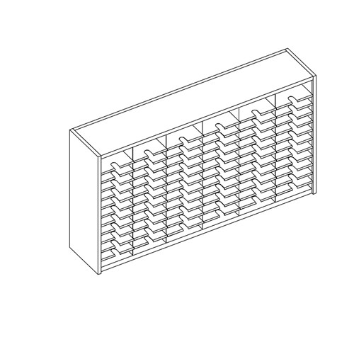 Mailflow Systems Sorter, Closed Back; 72 Sorting Pockets 15”D without Plexi Doors