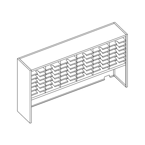 Mailflow Systems Sorter, Closed Back w/ 17" Elevation; 42 Sorting Pockets 15”D without Plexi Doors