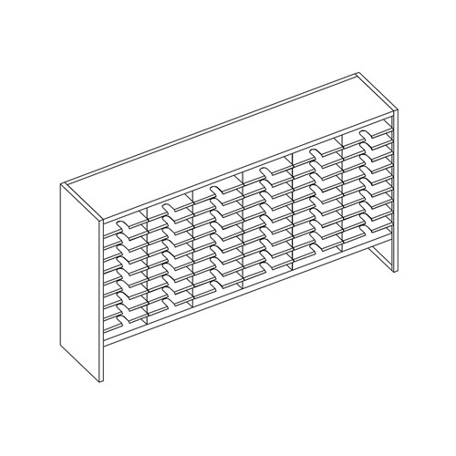 Mailflow Systems Sorter, Closed Back w/ 8" Elevation; 60 Sorting Pockets 15”D without Plexi Doors