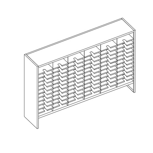 Mailflow Systems Sorter, Closed Back w/ 7" Elevation; 72 Sorting Pockets 15”D without Plexi Doors