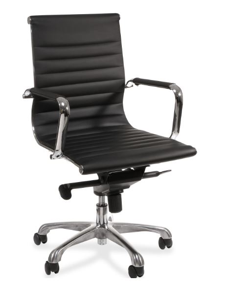 Lorell Modern Chair Series Mid-Back Leather Chair