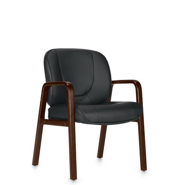 Luxhide Guest Chair with Wood Accents