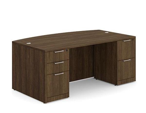 Performance Classic PL189 71" BOW FRONT DESK SHELL- MODERN WALNUT